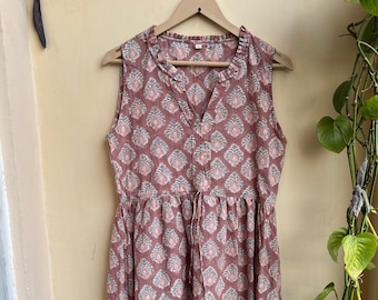 Hand Block Printed Dress, Block Print Dress, Indian Tunics, Hand Printed Dress, Indian Cotton Long Gown, Indian Cotton Dress, Printed Dress