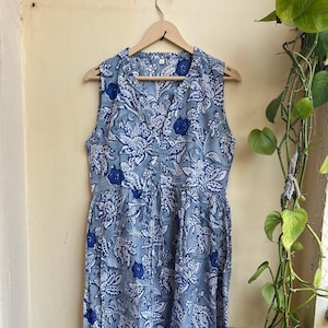 Hand Block Printed Dress, Block Print Dress, Indian Tunics, Hand Printed Dress, Indian Cotton Long Gown, Indian Cotton Dress, Printed Dress