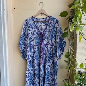 Hand Block Printed maxi dress, Cotton maxi Dress, Indian Cotton Long Gown,  maxi dress, boho dress, spring dress, beach dress, woman dress
