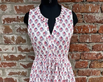 Hand Block Printed Dress, Block Print Dress, Indian Tunics, Hand Printed Dress, Indian Cotton Long Gown, Indian Cotton Dress, Printed Dress