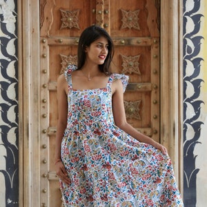 hand block print sleeveless cotton dress, boho dress, summer dress