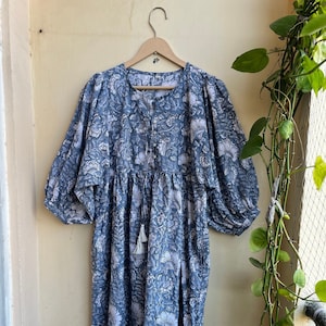 Hand Block Printed Maxi Dress, Indian Tunics, Women Cotton Summer Dress, Handblock Print Cotton Dress, Cotton Tier maxi Dress, boho dress