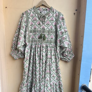Boho Dress, Plus Size Summer Dress for Women, Bohemian Dress, Maxi Boho Dress, Block Print cotton Dress, Hippie Dress, Floral Fashion Dress