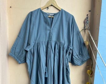 Hand Block Printed Cotton Maxi Dress: Bohemian Summer Gown