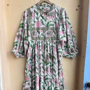 Boho Dress, Plus Size Summer Dress for Women, Bohemian Dress, Maxi Boho Dress, Block Print cotton Dress, Hippie Dress, Floral Fashion Dress
