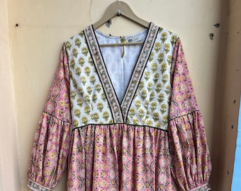 Floral Print Cotton Maxi Dress: V Neck Boho Summer Dress