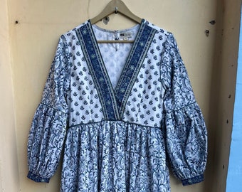 Floral Print Cotton Maxi Dress: V Neck Boho Summer Dress