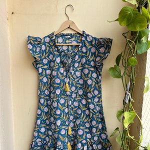 Hand Block Printed Dress, boho dress, short dress, summer dress, cotton dress, Indian cotton gauze Dress, boho hippy floral boho dress