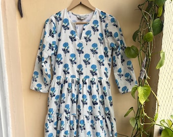 Hand Block Printed Cotton Maxi Dress: Indian Ethnic Wear