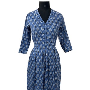 Hand Block Printed Dress, Block Print Dress, Indian Tunics, Hand Printed Dress, Indian Cotton Long Gown, Indian Cotton maxi Dress,boho dress