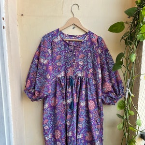 Hand Block Printed Maxi Dress, Indian Tunics, Women Cotton Summer Dress, Handblock Print Cotton Dress, Cotton Tier maxi Dress, boho dress