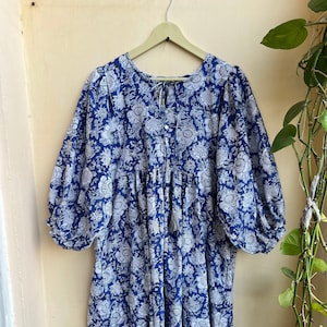 Hand Block Printed Maxi Dress, Indian Tunics, Women Cotton Summer Dress, Handblock Print Cotton Dress, Cotton Tier maxi Dress, boho dress