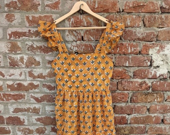 Handblock Gedruckt Kleid, Block Print Kleid, Indische Tunikas, Handbedrucktes Kleid, Indisches Baumwoll Langes Kleid, Indisches Baumwollkleid, Gedrucktes Kleid