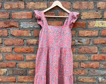 Hand Block Printed Cotton Dress: Indian Tunic Gown