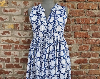 Handblock Gedruckt Kleid, Block Print Kleid, Indische Tunikas, Handbedrucktes Kleid, Indisches Baumwoll Langes Kleid, Indisches Baumwollkleid, Gedrucktes Kleid