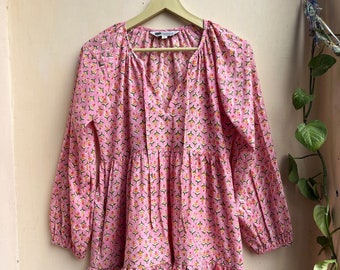 Hand Block Printed Dress, Block Print Dress, Indian Tunics, Hand Printed Dress, Indian Cotton Long Gown, Indian Cotton Dress, Printed Dress
