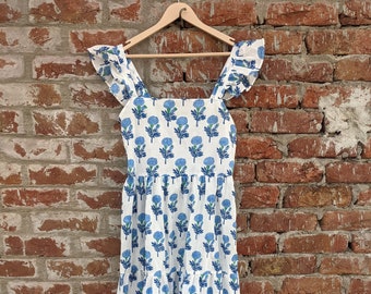Handblock Gedruckt Kleid, Block Print Kleid, Indische Tunikas, Handbedrucktes Kleid, Indisches Baumwoll Langes Kleid, Indisches Baumwollkleid, Gedrucktes Kleid