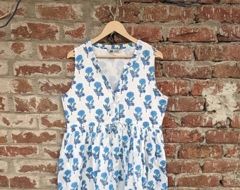 Hand Block Printed Cotton Dress: Indian Summer Tunic Gown