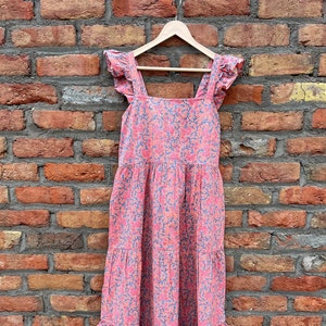 Hand Block Printed Dress, Block Print Dress, Indian Tunics, Hand Printed Dress, Indian Cotton Long Gown, Indian Cotton Dress, Printed Dress