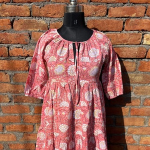 Hand Block Printed Dress| Block print dress| Summer Dress| Fall dress| Gifts for her| Cotton dress| Handmade| Made in India