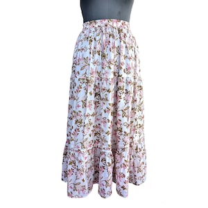 Indian Hand block Printed Long Skirt Dress For Women, Block Print Skirt, Hand Printed Dress, Women White Cotton Long Skirt