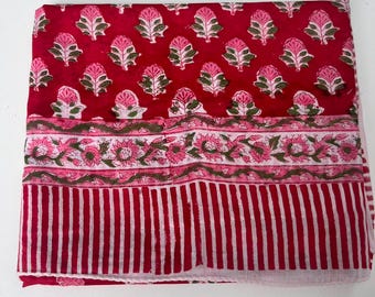 Hand Block Print Cotton Sarong, Beach Wrap Pareo, 180cm x 100cm