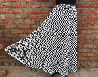 Indian Hand block Printed Long Skirt Dress For Women, Block Print Skirt, Hand Printed Dress, Women White Cotton Long Skirt