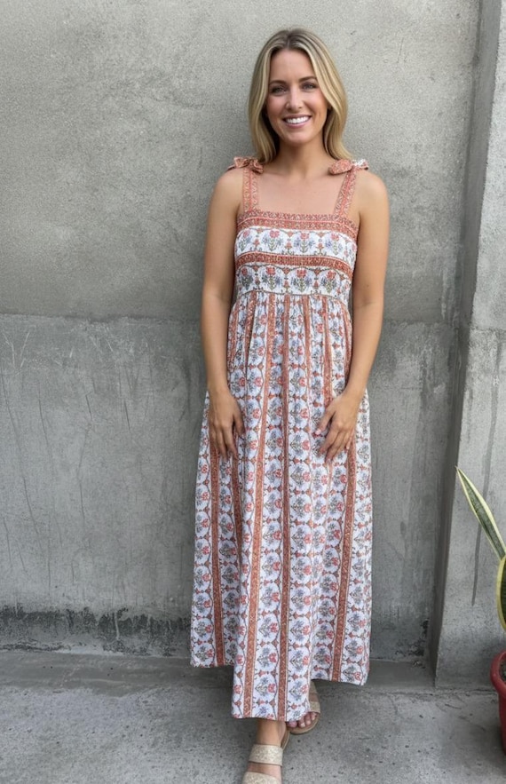 fitted lace wedding dress GRACE KARIN Women's 2025 Summer Floral Boho Dress Square Neck Strapped  Swing A Line Sundress Beach Long Maxi OutfitsBeige S at Amazon Women's  Clothing store main image 0