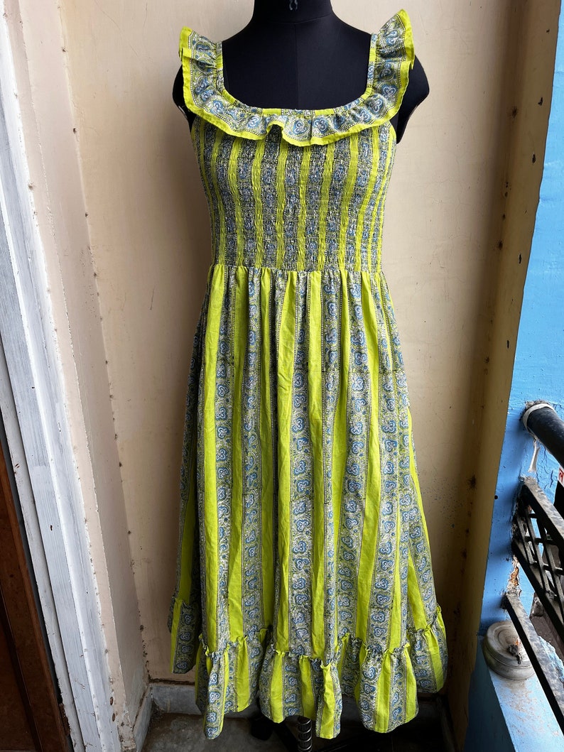 Printed Floral Summer Cotton Dress.hand Block Printed Dress, Long Gown