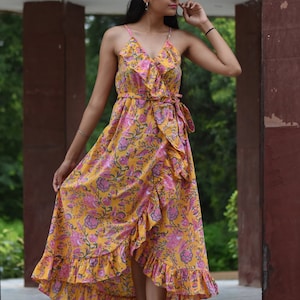 Hand Block Printed Dress, Block Print Dress, Indian Tunics, Hand Printed Dress, Indian Cotton Long Gown, Indian Cotton Dress, Printed Dress