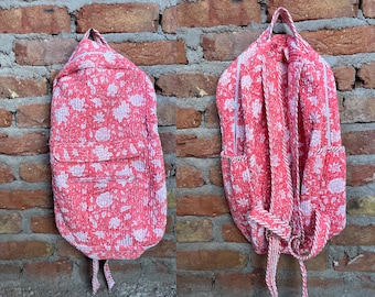 Handmade Quilted Backpack: Large Capacity Floral Travel Bag