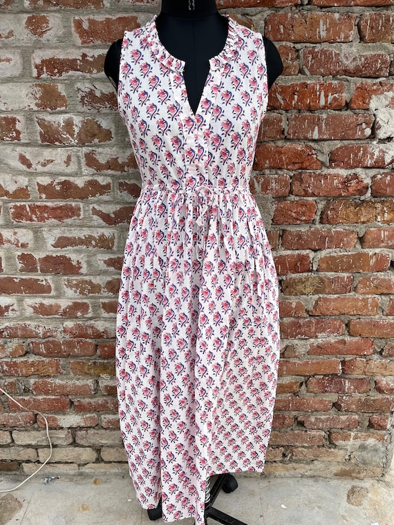 Hand Block Printed Dress, Block Print Dress, Indian Tunics, Hand Printed Dress, Indian Cotton Long Gown, Indian Cotton Dress, Printed Dress