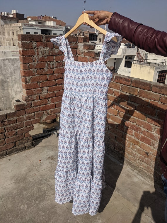 Hand Block Printed Cotton Dress: Indian Summer Gown