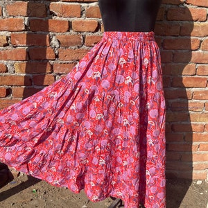 Indian Hand block Printed Long Skirt Dress For Women, Block Print Skirt, Hand Printed Dress, Women White Cotton Long Skirt