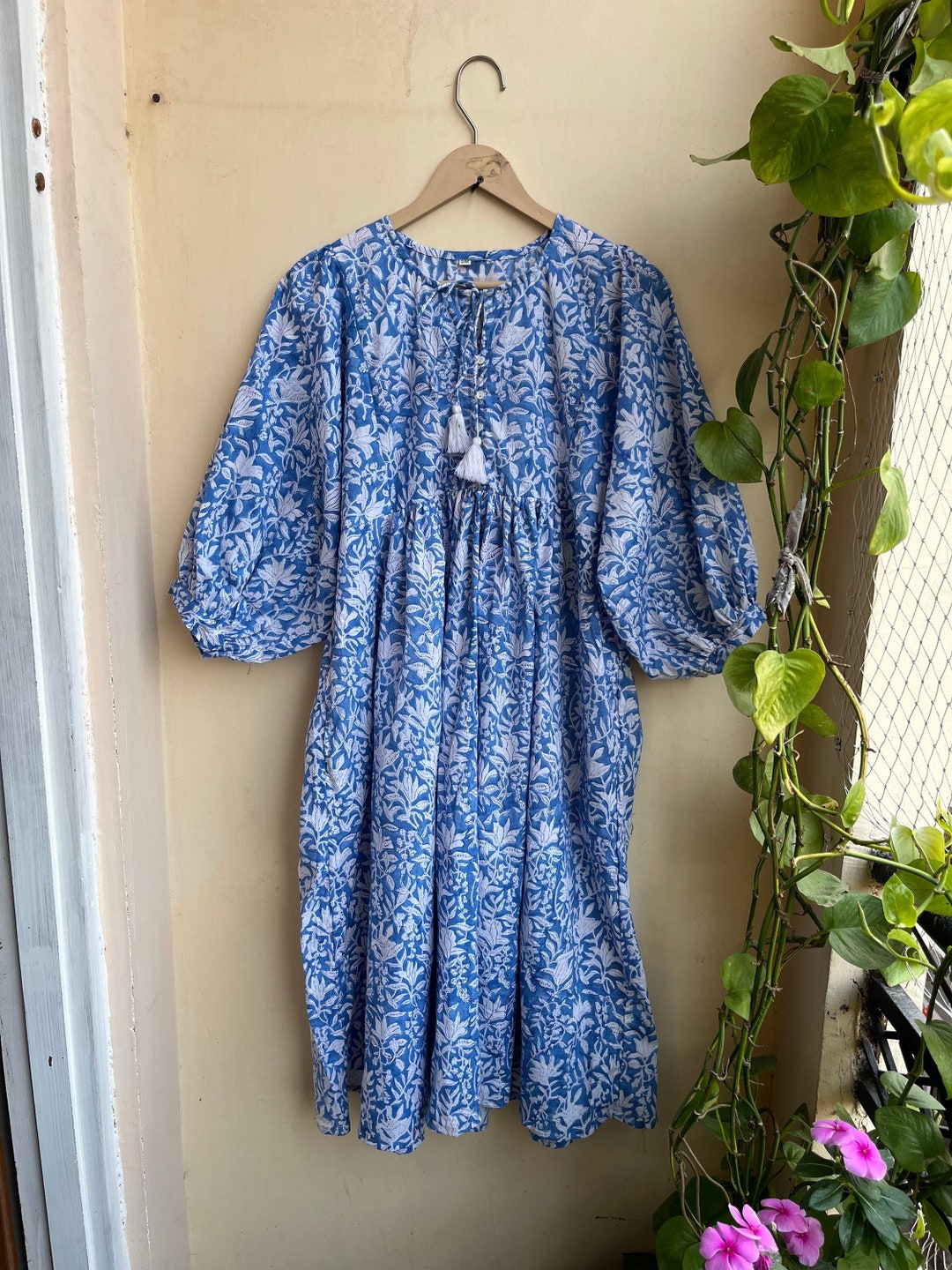 Bohemian Maxi Dress Floral Cotton Dress Hand Block Print - Etsy