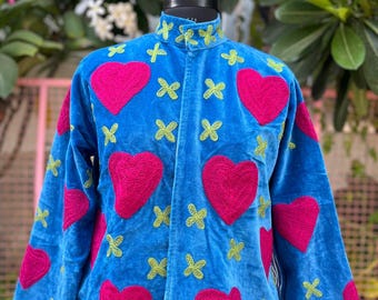 Hand Embroidery Suzani Velvet Jacket: Reversible Winter Coat