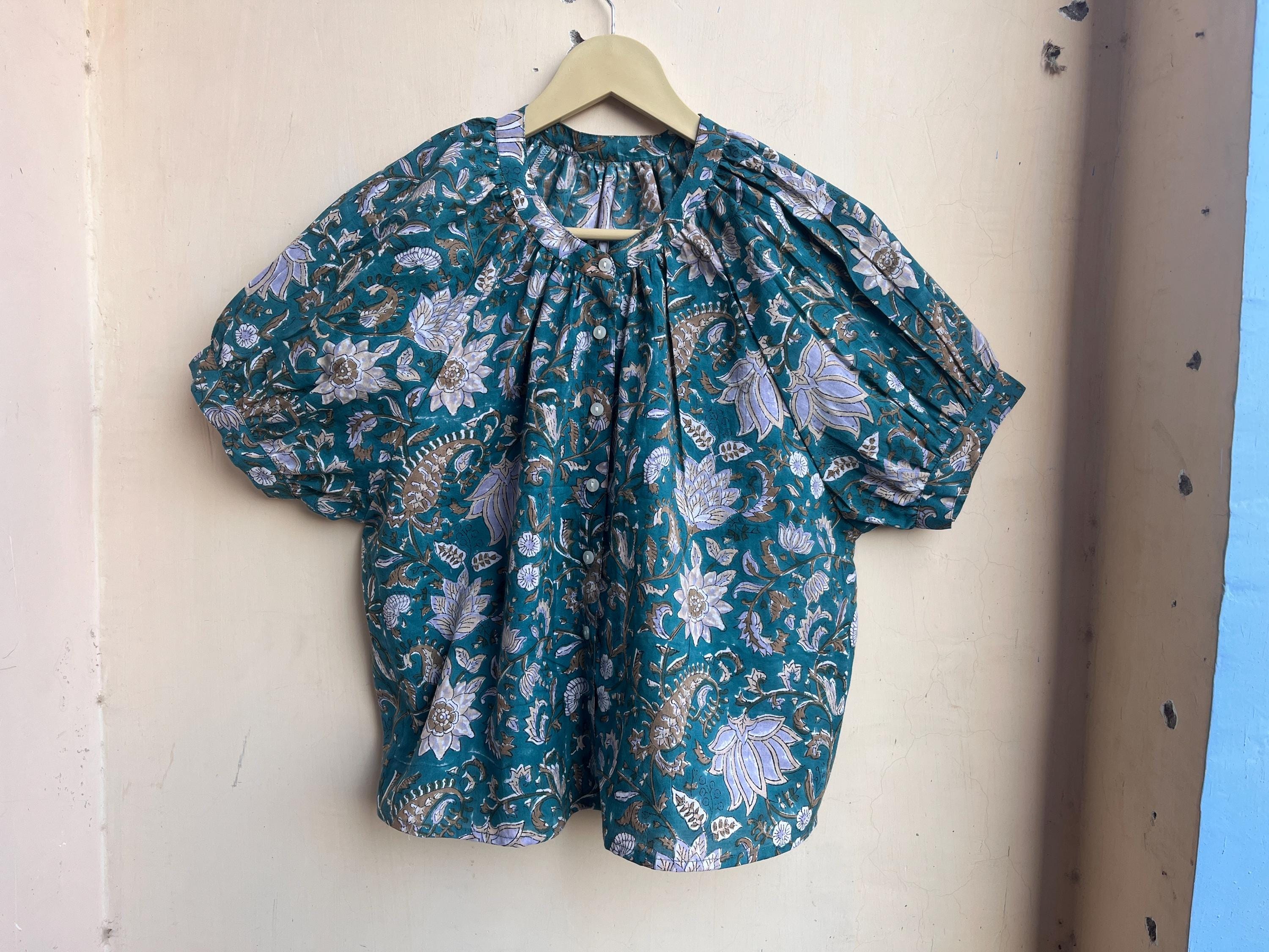 Hand Block Printed Top, Summer Top, Cotton Top,  Women's top, handmade cotton blouse