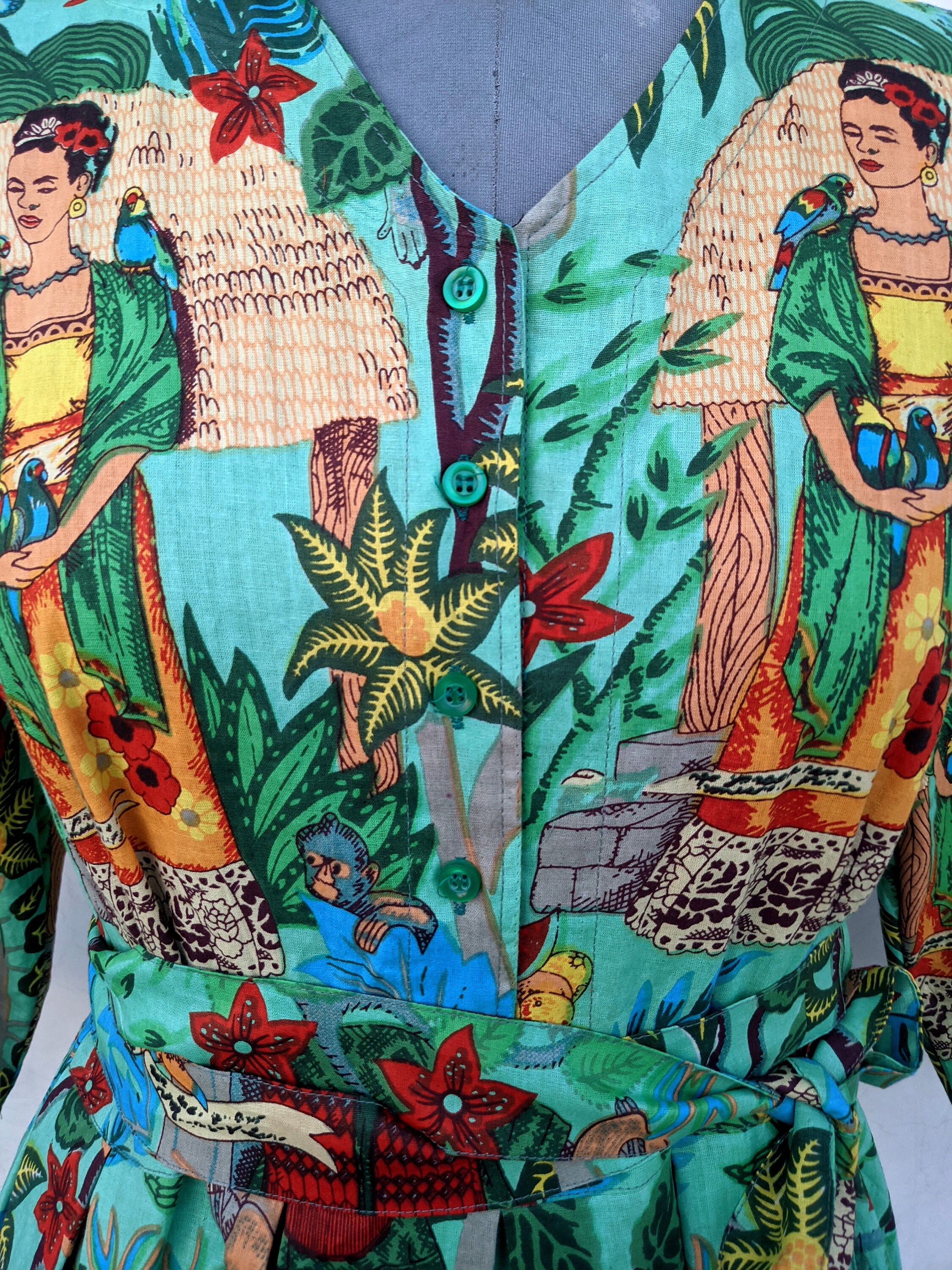 Cotton Farida Kahlo Print Dress Indian Cotton Summer Dress Etsy