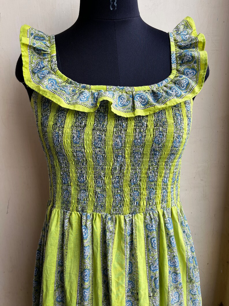 Printed Floral Summer Cotton Dress.hand Block Printed Dress, Long Gown