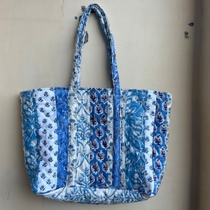 Gesteppte Einkaufstasche, handgefertigte gesteppte Tasche weiche indische Baumwolleinkaufstasche, Reisetasche, Schultertasche, große Einkaufstasche Umweltfreundliche Taschengeschenke für sie