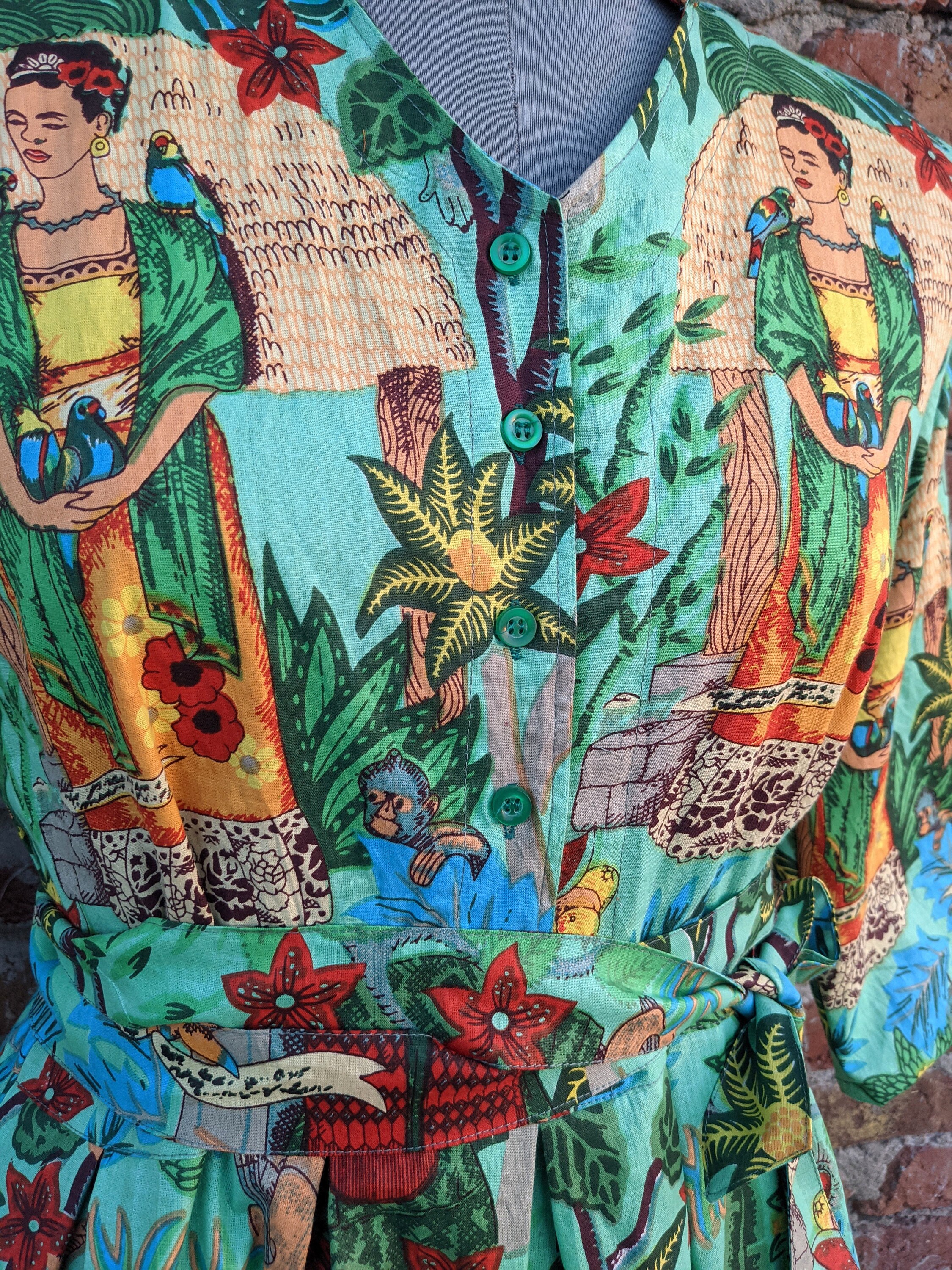 Cotton Farida Kahlo Print Dress Indian Cotton Summer Dress Etsy