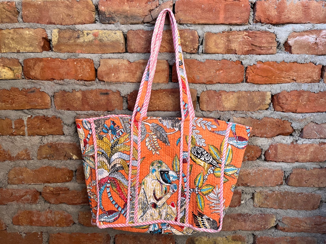 Reversible Cotton Quilted Tote - Blue Boho Hymns