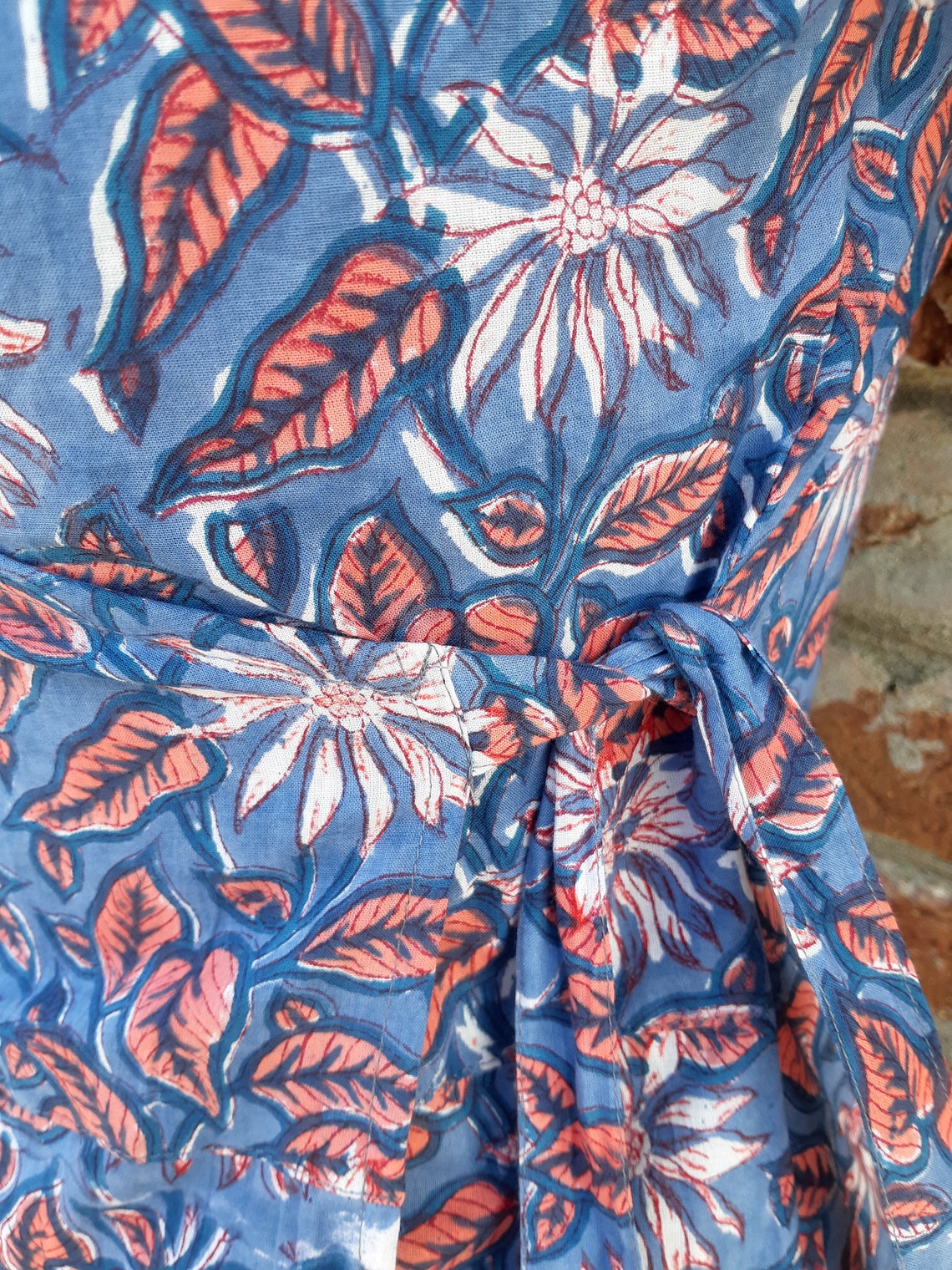 Hand Block Printed Cotton Wrap Dress Dress Boho Dress Chic Etsy