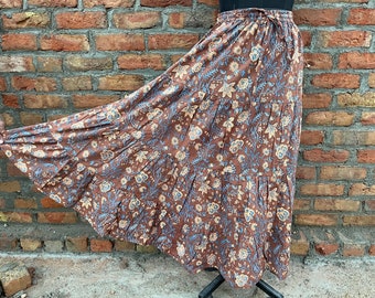 Indian Hand block Printed Long Skirt Dress For Women, Block Print Skirt, Hand Printed Dress, Women White Cotton Long Skirt