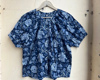 Hand Block Printed Top, Summer Top, Cotton Top|,  Women&#39;s top, handmade cotton blouse