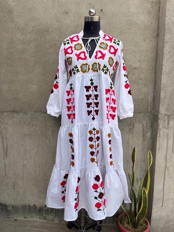 embroidered cotton maxi dress ASOS DESIGN embroidered off shoulder cotton maxi dress with ruched bust  detail in white
