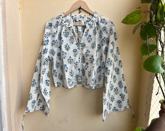 Hand Block Printed Top, Summer Top, Cotton Top|,  Women&#39;s top, handmade cotton blouse