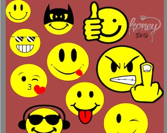 Emoji SVG and Clip art, Emoji Clip art, smiley faces svg, emoji clipart,diy,download, wink face, vinyl cutter, svg files, silhouette, cricut