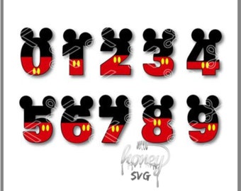 Mickey Mouse Numbers ,svg,dxf