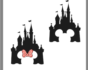 Mickey and Minnie Mouse Castle, Disneyland, Disneyworld, Svg, Eps, Dxf Png